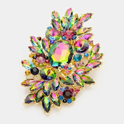 Fashnzfab Glass Crystal Bouquet Pin Brooch In Multi