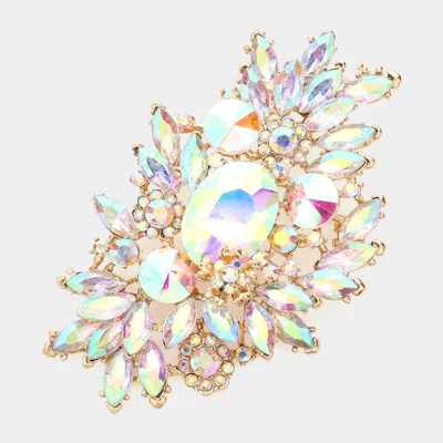 Fashnzfab Glass Crystal Bouquet Pin Brooch In Multi