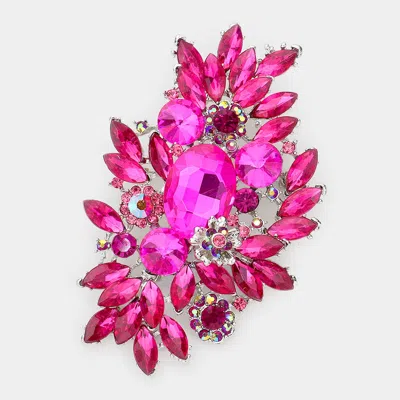 Fashnzfab Glass Crystal Bouquet Pin Brooch In Pink