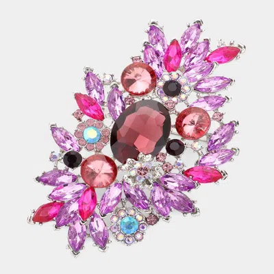 Fashnzfab Glass Crystal Bouquet Pin Brooch In Pink