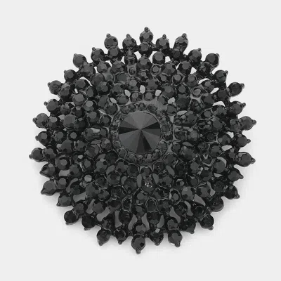Fashnzfab Glass Crystal Bubble Pin Brooch In Black