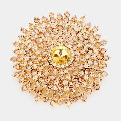 Fashnzfab Glass Crystal Bubble Pin Brooch In Gold