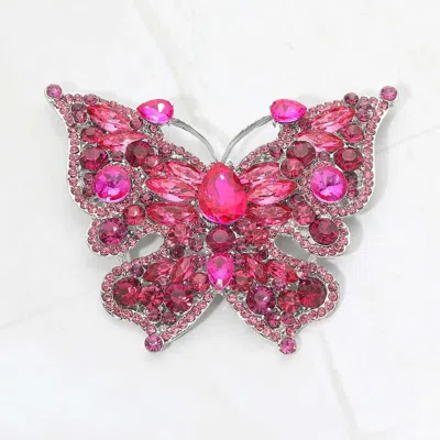 Fashnzfab Glass Crystal Butterfly Pin Brooch In Purple
