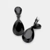 Fashnzfab Glass Crystal Double Teardrop Clip On Evening Earrings In Black