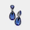 Fashnzfab Glass Crystal Double Teardrop Clip On Evening Earrings In Multi
