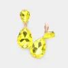 Fashnzfab Glass Crystal Double Teardrop Clip On Evening Earrings In Yellow