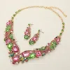 Fashnzfab Glass Crystal Evening Necklace In Multi