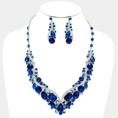 Fashnzfab Glass Crystal Evening Necklace In Multi