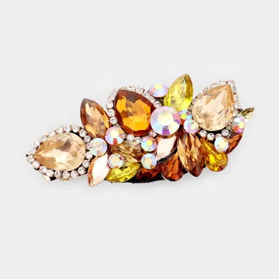 Fashnzfab Glass Crystal Floral Vine Barrette In Multi
