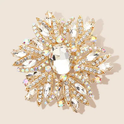Fashnzfab Glass Crystal Flower Brooch / Pendant In Multi