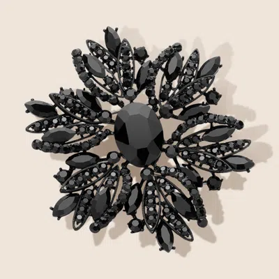 Fashnzfab Glass Crystal Flower Brooch / Pendant In Neutral