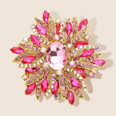 Fashnzfab Glass Crystal Flower Brooch / Pendant In Pattern