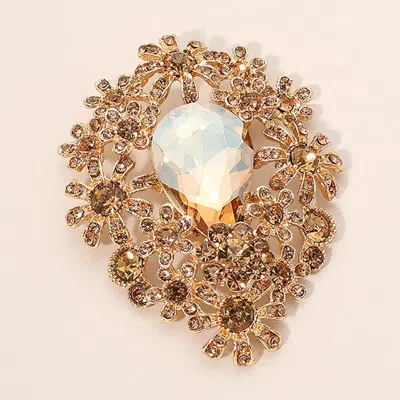 Fashnzfab Glass Crystal Flower Cluster Pin Brooch In Green