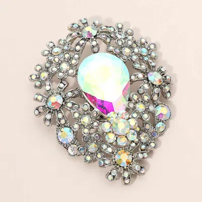 Fashnzfab Glass Crystal Flower Cluster Pin Brooch In Pink