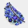 Fashnzfab Glass Crystal Leaf Pin Brooch In Blue