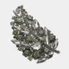 Fashnzfab Glass Crystal Leaf Pin Brooch In Green