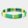 Fashnzfab Glass Crystal Lego Color Block Stretch Bracelet Green In Green
