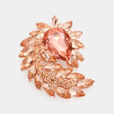 Fashnzfab Glass Crystal Marquise Cluster Brooch / Pendant In Gold