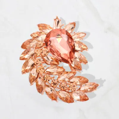 Fashnzfab Glass Crystal Marquise Cluster Brooch / Pendant In Gold