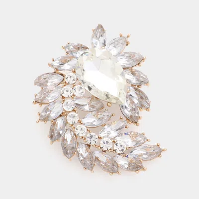 Fashnzfab Glass Crystal Marquise Cluster Brooch / Pendant In Multi
