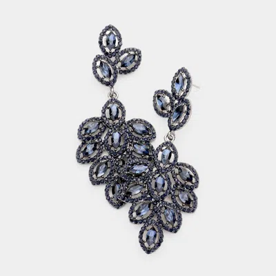 Fashnzfab Glass Crystal Marquise Cluster Drop Evening Earrings In Blue