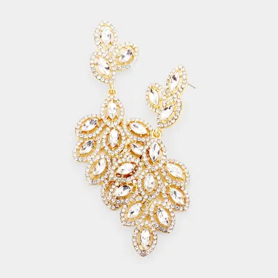 Fashnzfab Glass Crystal Marquise Cluster Drop Evening Earrings In Gold