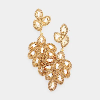 Fashnzfab Glass Crystal Marquise Cluster Drop Evening Earrings In Gold