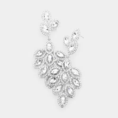 Fashnzfab Glass Crystal Marquise Cluster Drop Evening Earrings In Multi