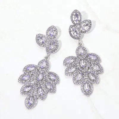 Fashnzfab Glass Crystal Marquise Cluster Drop Evening Earrings In Purple