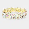 Fashnzfab Glass Crystal Marquise Stone Cluster Stretch Bracelet Ab, Gold In Multi