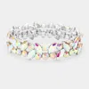 Fashnzfab Glass Crystal Marquise Stone Cluster Stretch Bracelet Ab, Silver In Multi