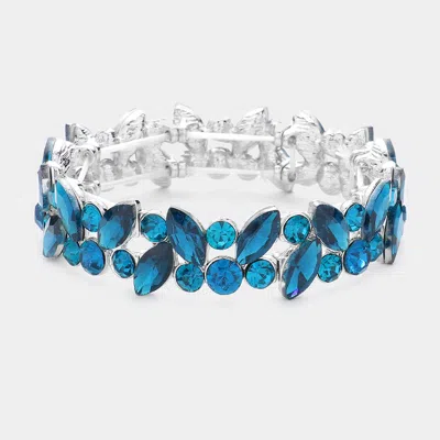 Fashnzfab Glass Crystal Marquise Stone Cluster Stretch Bracelet Blue Zircon In Multi