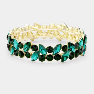 Fashnzfab Glass Crystal Marquise Stone Cluster Stretch Bracelet In Multi