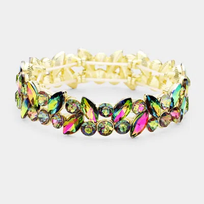 Fashnzfab Glass Crystal Marquise Stone Cluster Stretch Bracelet Vitrail Medium In Multi
