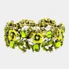 Fashnzfab Glass Crystal Metal Flower Leaf Evening Bracelet Antique Gold, Green In Multi