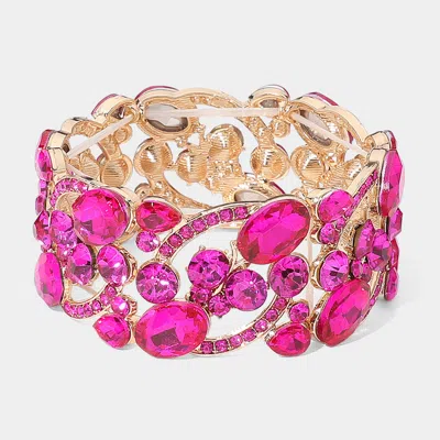 Fashnzfab Glass Crystal Oval Butterfly Stretch Evening Bracelet In Multi