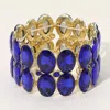 Fashnzfab Glass Crystal Oval Stone Cluster Stretch Bracelet Gold, Sapphire In Multi