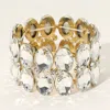 Fashnzfab Glass Crystal Oval Stone Cluster Stretch Bracelet In Multi