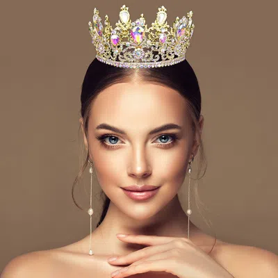 Fashnzfab Glass Crystal Pageant Queen Tiara In Metallic