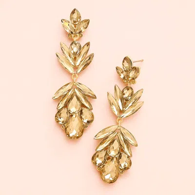 Fashnzfab Glass Crystal Petal Drop Statement Evening Earrings - Gold, Lt Col Topaz