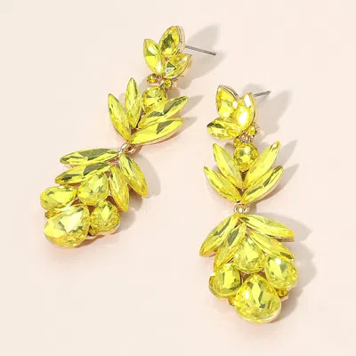 Fashnzfab Glass Crystal Petal Drop Statement Evening Earrings In Multi