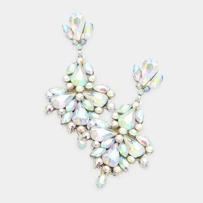 Fashnzfab Glass Crystal Statement Dangle Evening Earrings In Multi