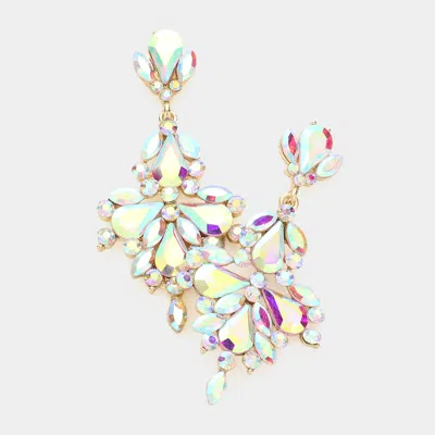 Fashnzfab Glass Crystal Statement Dangle Evening Earrings In Multi