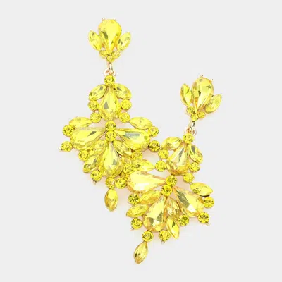 Fashnzfab Glass Crystal Statement Dangle Evening Earrings In Yellow