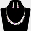 Fashnzfab Glass Crystal Stone Cluster Pointed Rhinestone Paved Necklace In Multi