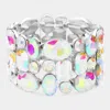 Fashnzfab Glass Crystal Stretch Evening Bracelet Ab, Silver In Multi