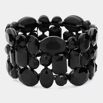 Fashnzfab Glass Crystal Stretch Evening Bracelet Black, Jet Black In Multi