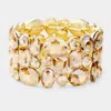 Fashnzfab Glass Crystal Stretch Evening Bracelet Gold, Lt Col Topaz In Multi