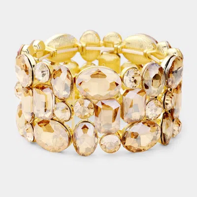 Fashnzfab Glass Crystal Stretch Evening Bracelet Gold, Lt Col Topaz In Multi