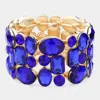 Fashnzfab Glass Crystal Stretch Evening Bracelet Gold, Sapphire In Multi